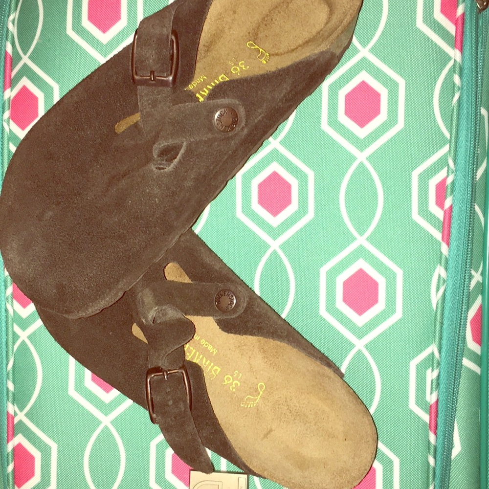Clog, brown suede birkenstocks